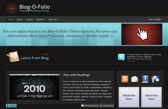 blog o folio worpress theme