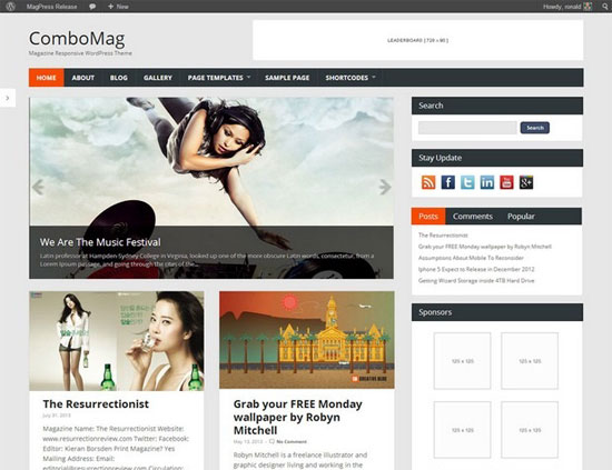 Wordpress Magazine Theme - ComboMag -