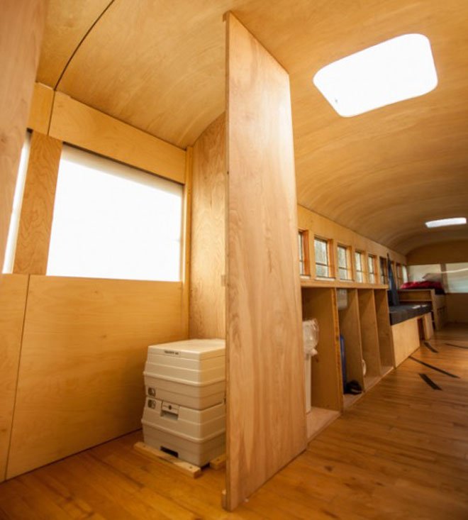 Studen Turns an Old School Bus into a Cozy Mobile Home