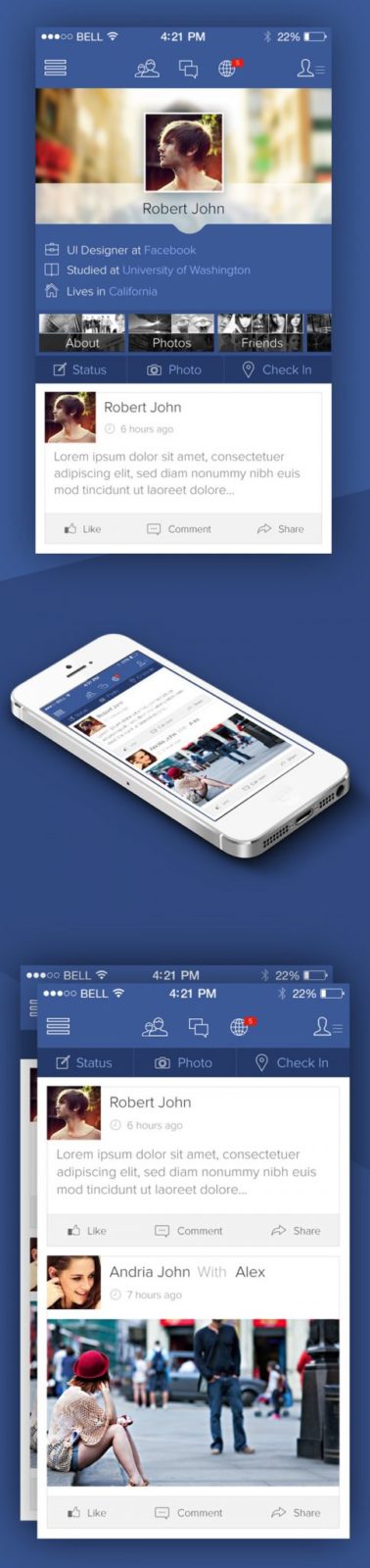 Facebook iOS 7 Redesign Concept