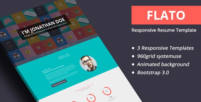 Freebie - Flato Responsive Online Flat CV & Resume Templates