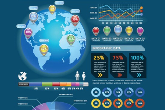 Set of Year Infographic and Diagram Vector Material