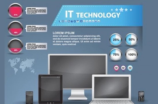  Vector Elements Set of IT Technology infographics