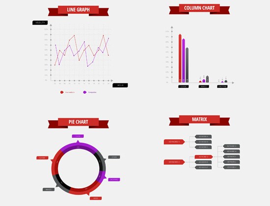 Infographics PSD data elements set vector