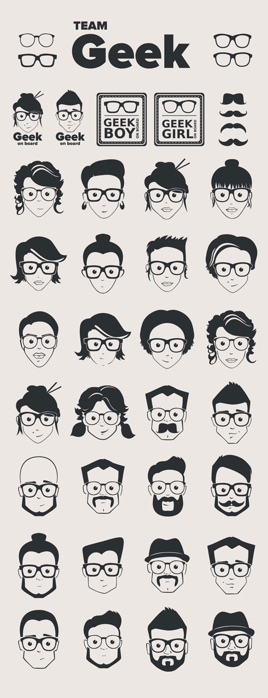 Free Face Vector Geek Pack