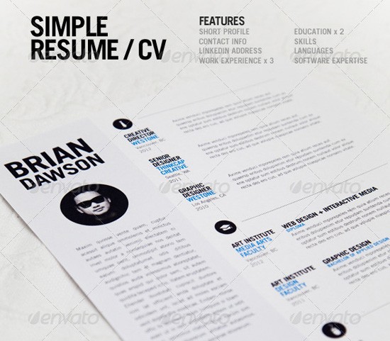 PSD - Simple Resume - Preview