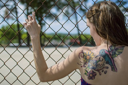 hummingbird and flower tattoo