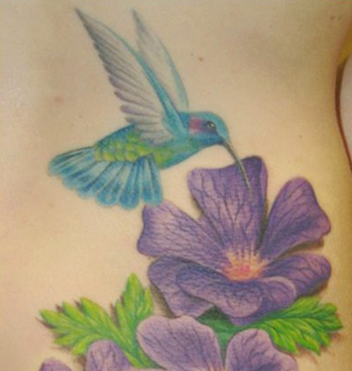 purple hummingbird tattoo