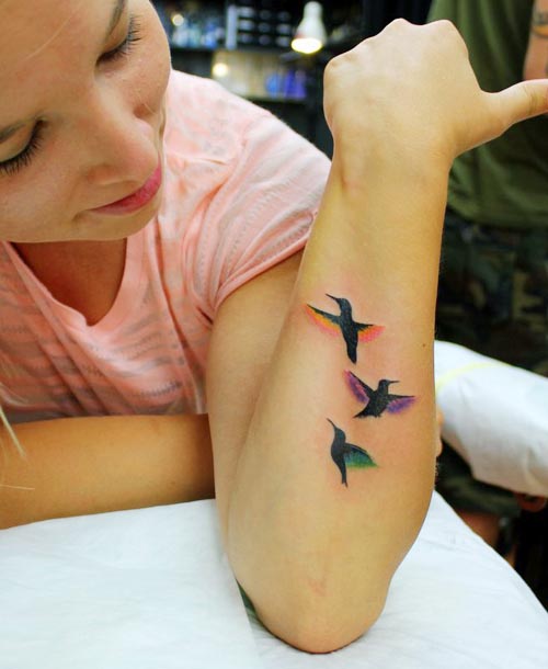 minimal hummingbird tattoo designs