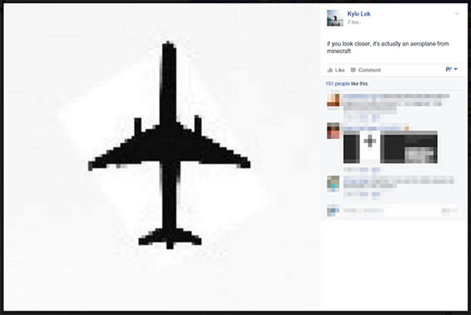 “if you look closer, it’s actually an aeroplane from minecraft”