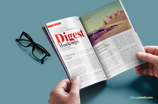 Free Digest-size Magazine PSD Mockup Template