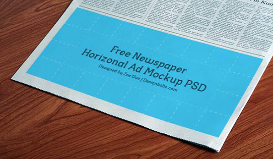 Free PSD Horizontal Newspaper Mockup