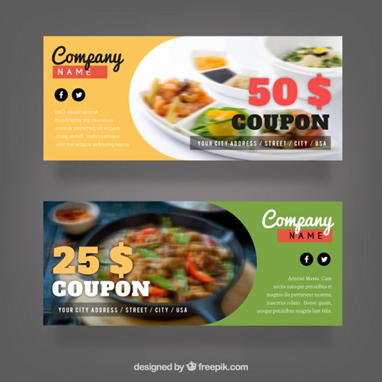 pack-of-discount-coupons-for-food-free-vector