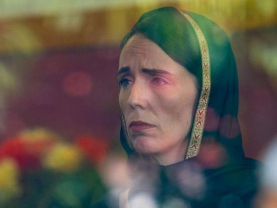 Jacinda Ardern wearing hijab