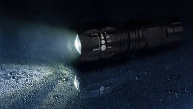 Tactical waterproof flashlight with waterdrops and smoke