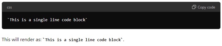 11. Single Line Code Block